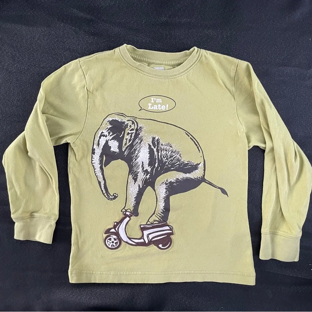 Gymboree Olive Elephant Long Sleeve Tee